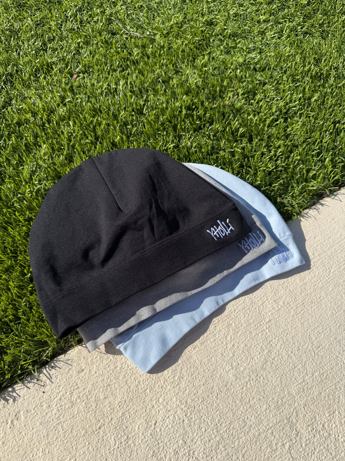 Satin-Lined Mid Black Skull Cap V2 Embroidered Logo