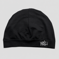 Satin-Lined Mid Black Skull Cap V2 Embroidered Logo