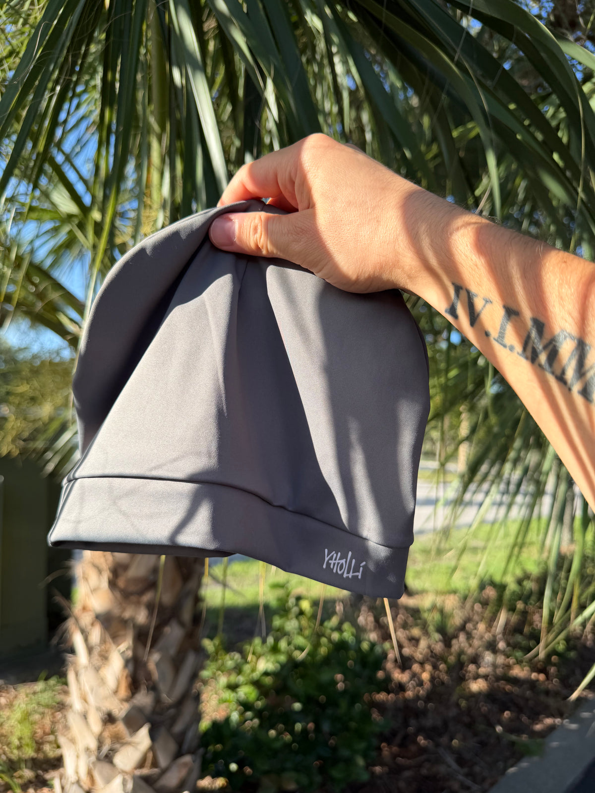 Satin-Lined Mid Frost Grey Skull Cap V1 Light Reflective Logo
