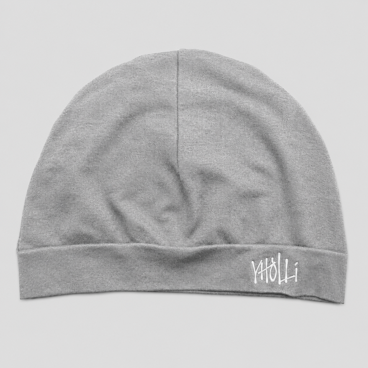Satin-Lined Mid Melange Grey Skull Cap V2 Embroidered Logo